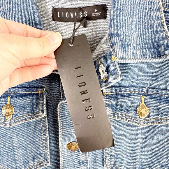 Lioness Denim U Know What’s Up Romper Micro Shorts Streetwear Baddie NEW Medium - Picture 4 of 12